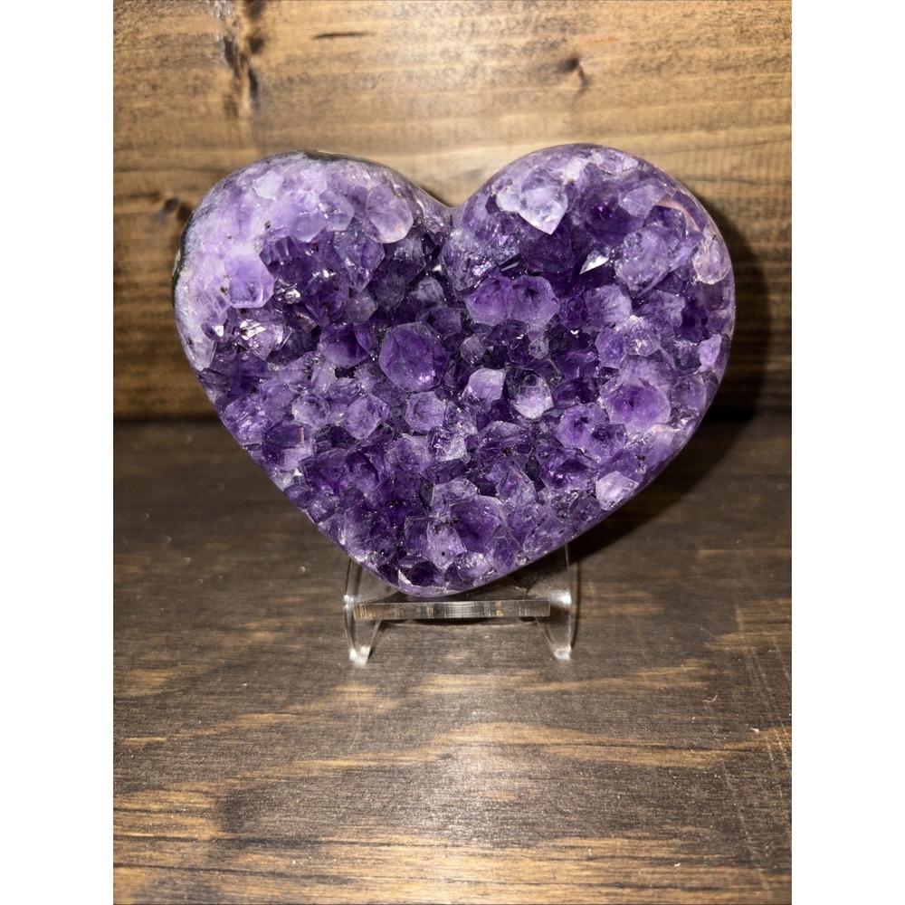 Geode Amethyst heart with Stand 3.75"
